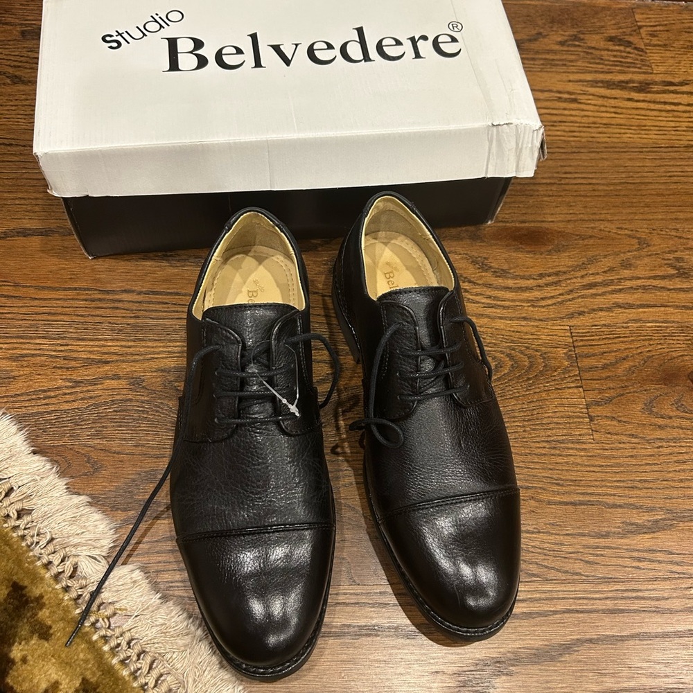Belvedere Black Leather Oxford Shoes